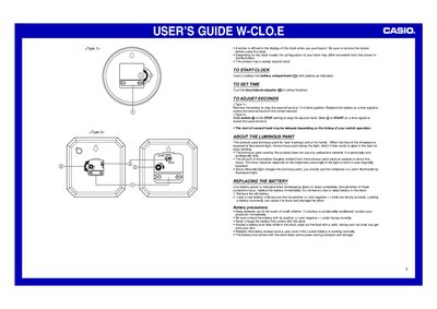 Casio W-CLO.E User's Guide - cover page