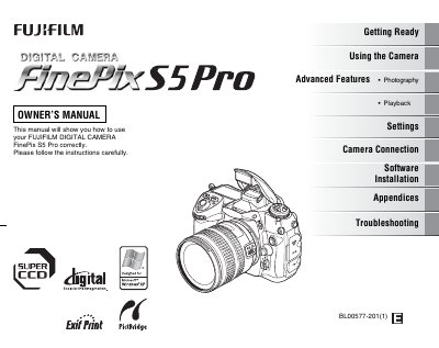 Fujifilm FinePix S5 Pro Digital Camera User Manual