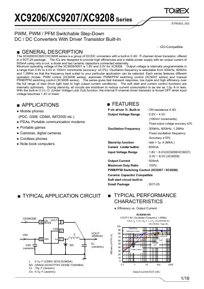 Torex XC9206/XC9207/XC9208 Series Datasheet