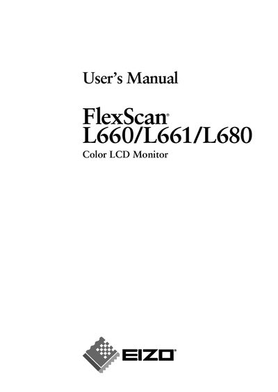 EIZO FlexScan L660/L661/L680 Color LCD Monitor User Manual - cover page