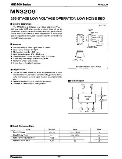 Panasonic MN3209 Datasheet - cover page