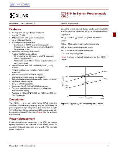 Xilinx XC95144 CPLD Handbook - cover page