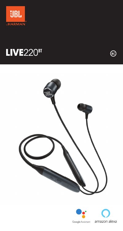 JBL LIVE220BT Wireless Headphones Quick Start Guide - cover page