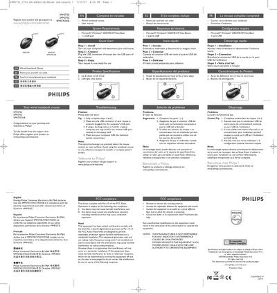 Philips SPM2702/SPM3702/SPM3702XB Wired Notebook Mouse User Manual