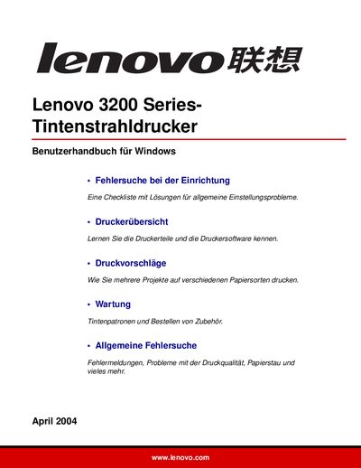 Lenovo 3200 Series Inkjet Printer User Manual