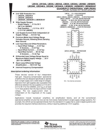 Texas Instruments LM124 Datasheet - cover page