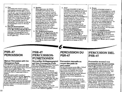 Yamaha PSR-47 Workstation Percussion Manual - cover page