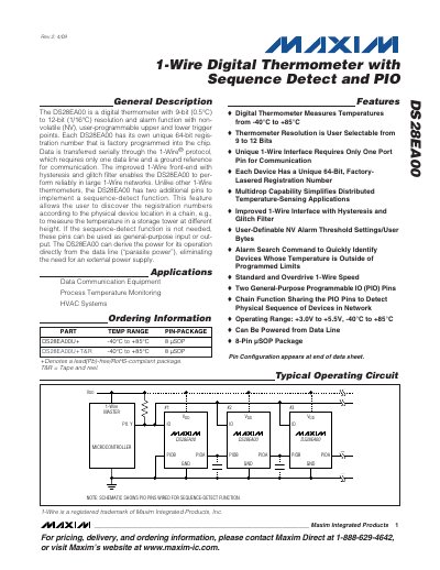 Maxim DS28EA00 Digital Thermometer Datasheet - cover page