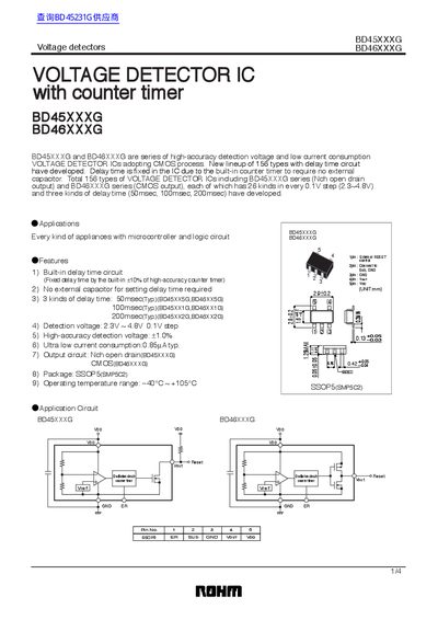 ROHM BD45XXXG / BD46XXXG Voltage Detector IC Datasheet - cover page