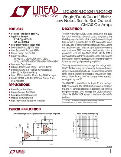Linear Technology LTC6240/LTC6241/LTC6242 Datasheet - cover page