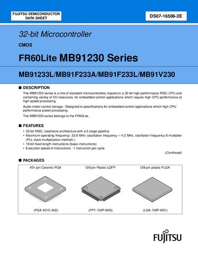 FUJITSU FR60Lite MB91230 Series Manual
