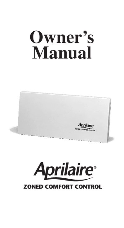 Aprilaire Models 6202/6203/6303 Zoned Comfort Control Owner's Manual - cover page
