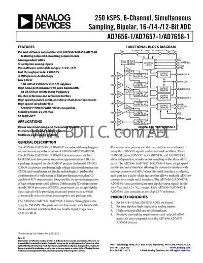 Analog Devices AD7656-1/AD7657-1/AD7658-1 Datasheet - cover page