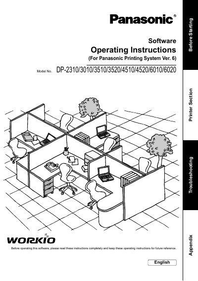Panasonic DP-2310/3010/3510/3520/4510/4520/6010/6020 Printing System Operating Instructions - cover page