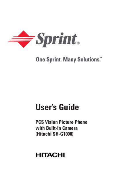 Hitachi SH-G1000 PCS Vision Picture Phone User Guide - cover page