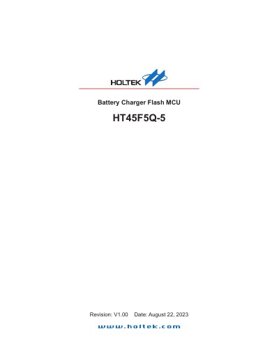 Holtek HT45F5Q-5 Battery Charger Flash MCU Datasheet - cover page