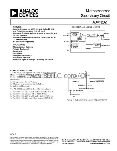 Analog Devices ADM1232 Datasheet - cover page