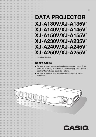 CASIO DATA PROJECTOR XJ-A130V/XJ-A135V UsersGuide  - cover page