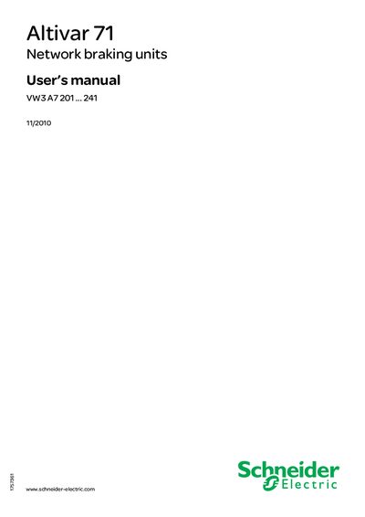 Schneider Altivar 71 Network Braking Units User Manual - cover page