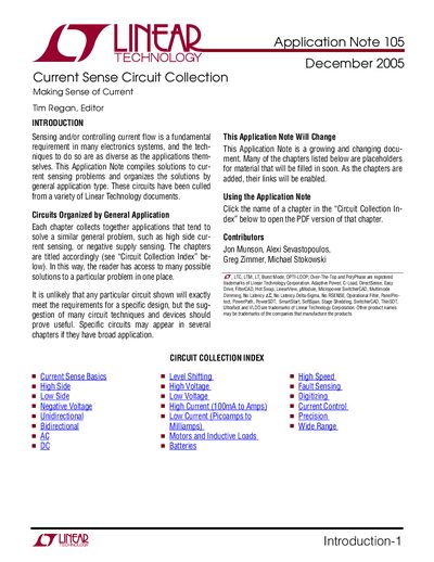 Linear Technology Application Note 105 Current Sense Circuit Collection - cover page