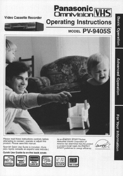 Panasonic PV-9405S VCR Operating Instructions - cover page