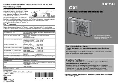 RICOH CX1 User Guide(6) - cover page
