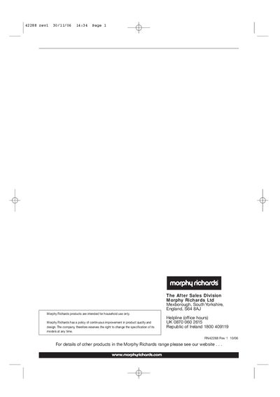 Morphy Richards Jet Stream Elite Ironing System Instructions - cover page