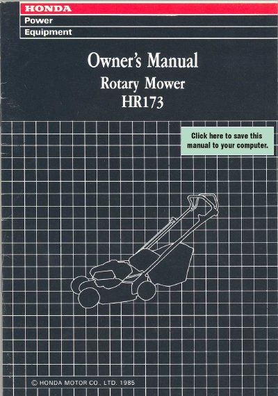 HONDA HR173 Rotary Mower HR17EPA owner's Manual - cover page