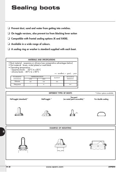 APEM Sealing Boots Product Leaflet - cover page