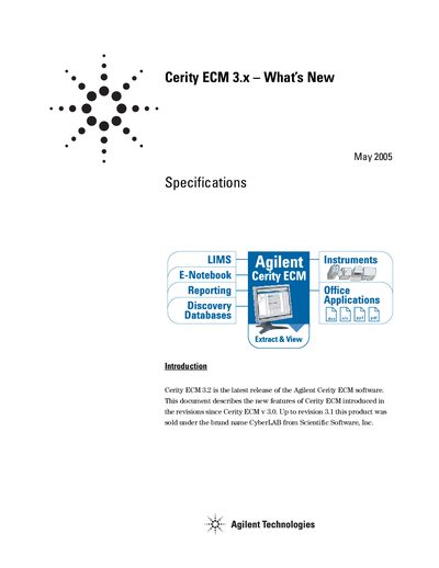 Agilent Cerity ECM 3.x Release Notes and New Features Guide - cover page
