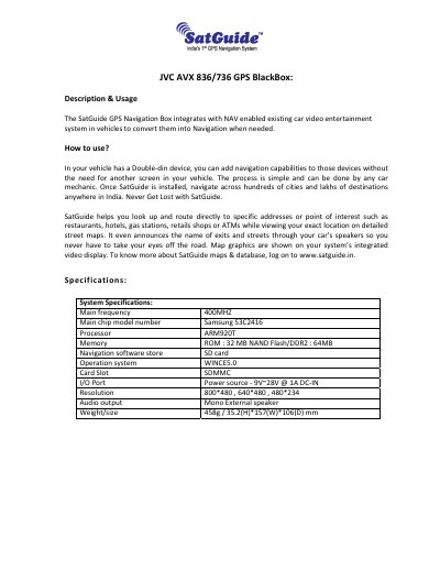 JVC AVX 836/736 GPS BlackBox User Manual - cover page