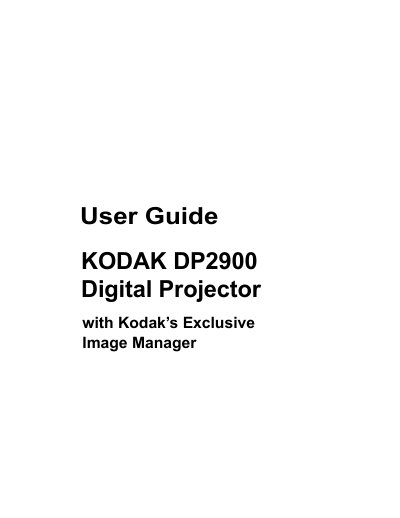 Kodak DP2900 Digital Projector User Guide - cover page