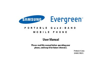Samsung Evergreen User Manual - cover page