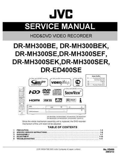 JVC DR-MH300BE/DR-MH300BEK/DR-MH300SE/DR-MH300SEF/DR-MH300SEK/DR-MH300SER/DR-ED400SE service manual - cover page
