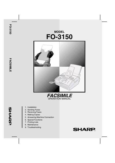 Sharp FO-3150 Facsimile Operation Manual - cover page