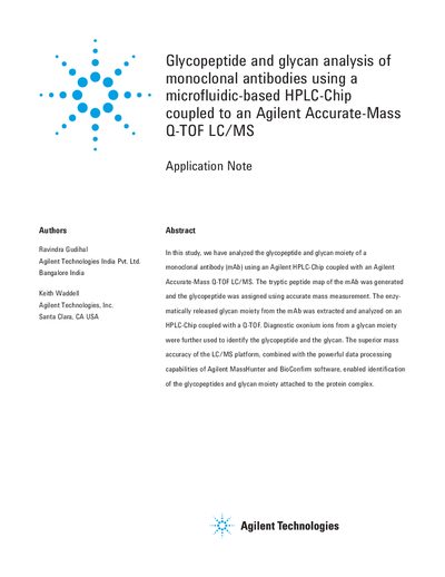 Agilent Glycopeptide Glycan Analysis of Monoclonal Antibodies Application Note - cover page