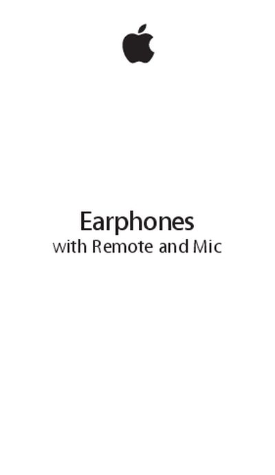 Apple Earphones with Remote and Mic User Manual - cover page