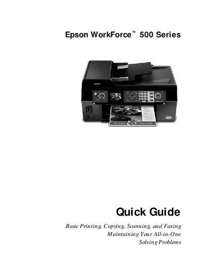 Epson WorkForce 500 Series Quick Guide - cover page