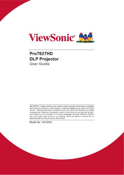 ViewSonic Pro7827HD DLP Projector User Guide