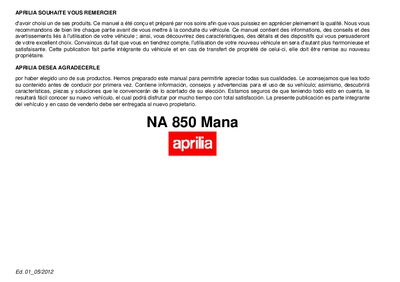 Aprilia NA 850 Mana User Manual - cover page