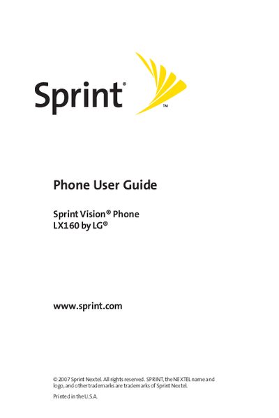 LG LX160 Sprint Vision Phone User Guide - cover page