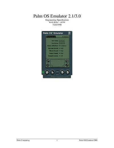 Palm OS Emulator 2.1/3.0 User Manual