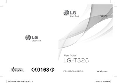 LG T325 User Guide - cover page
