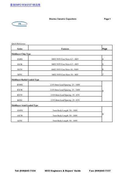 Sharma Ceramic Capacitors Product Leaflet - cover page