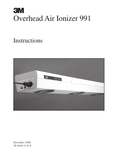 3M Overhead Air Ionizer 991 User Manual - cover page