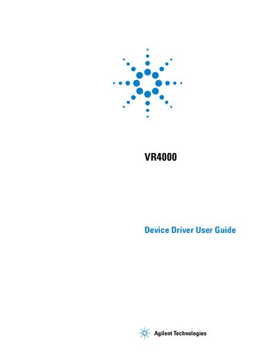 Agilent VR4000 Device Driver User Guide - cover page