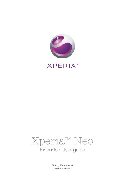 Sony Ericsson Xperia Neo User Manual - cover page