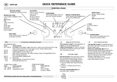 Whirlpool AMW 545 Quick Start Guide - cover page