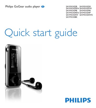 PHILIPS SA011102S SA011104S SA011108S audio player user guide ( English ) - cover page