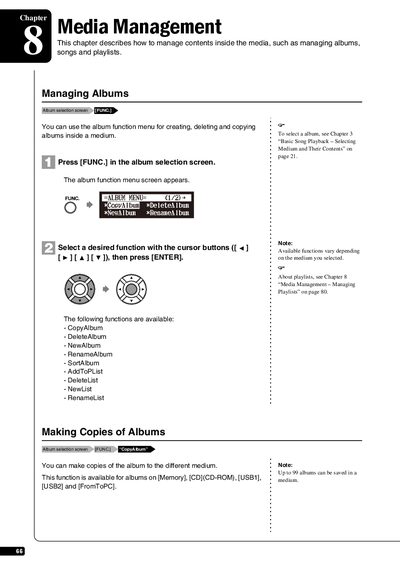 Yamaha E3 Classic Media Management Chapter